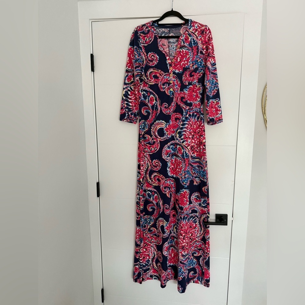 Lilly Pulitzer Alessia Long Sleeve Paisley Maxi Dress - Medium